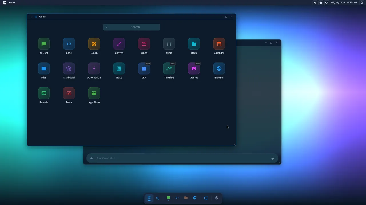 CreateHub OS app launcher