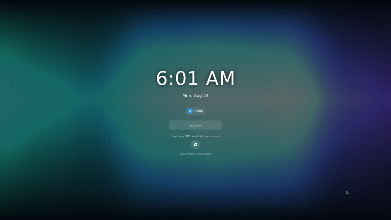 CreateHub OS lock screen
