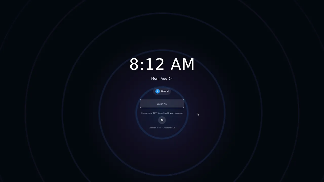 CreateHub OS lock screen (light theme)
